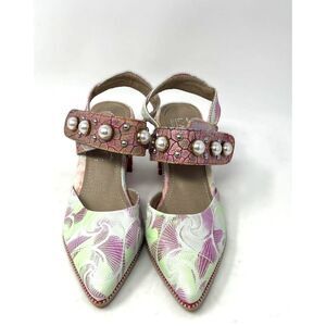 Spring Step L'Artiste "WHAT A SIGHT PINK" Block Slingback Sandals Size 35